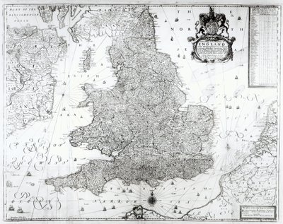 Een nieuwe kaart van het Koninkrijk Engeland en de Prinsdom van Wales, 1669 door William Berry